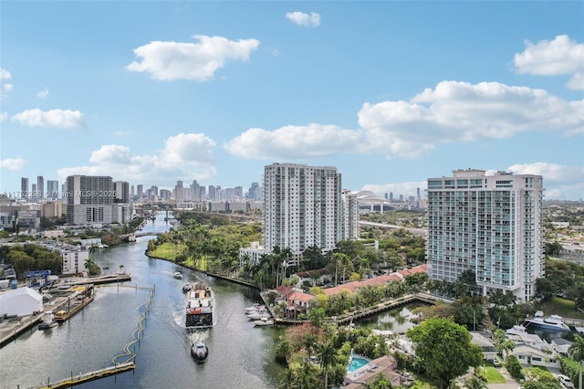 property view of water featuring a city view