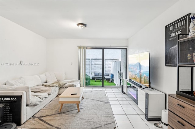 living room featuring light tile patterned floors