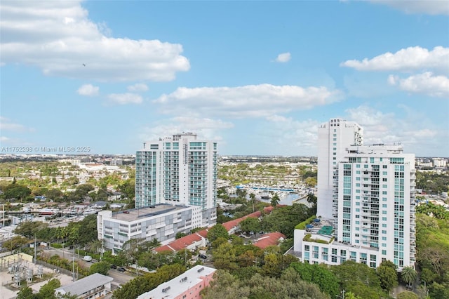 aerial view featuring a view of city