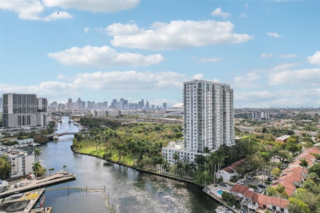 view of city with a water view