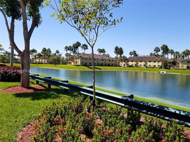 view of water feature with a residential view