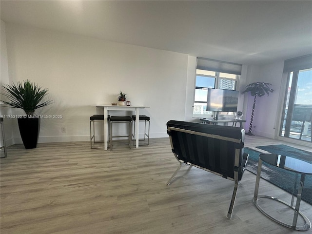 interior space featuring baseboards and wood finished floors