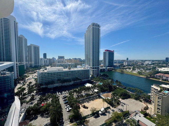 city view with a water view