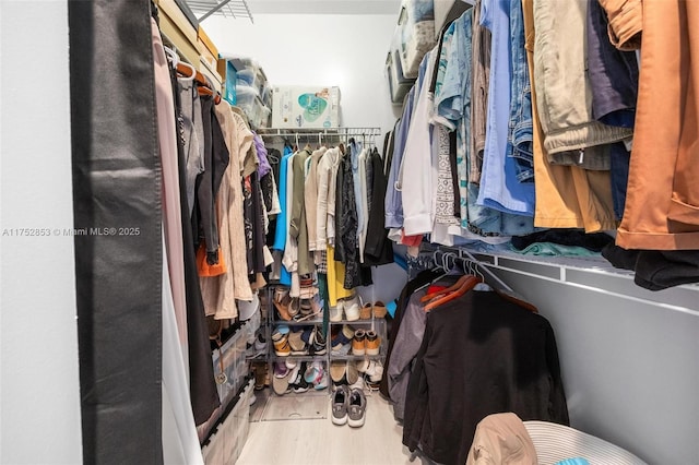 spacious closet with wood finished floors