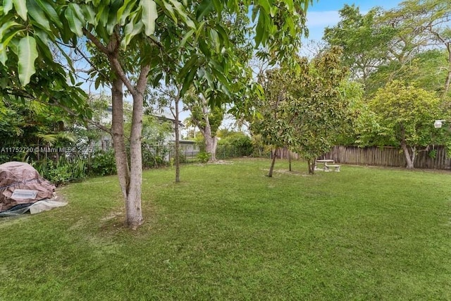view of yard featuring a fenced backyard