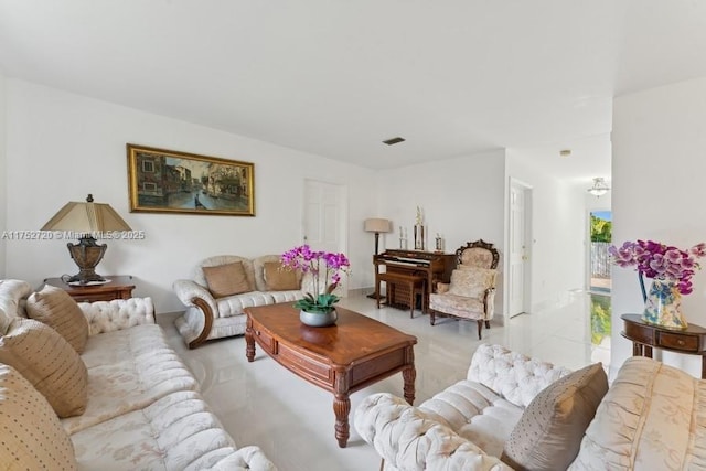 living area with visible vents