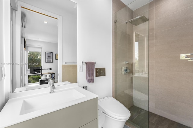641 NW 7th St Rd, Miami, FL 33136 - bathroom featuring vanity, toilet, and walk in shower