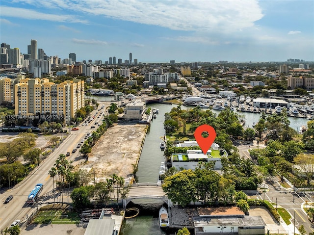 641 NW 7th St Rd, Miami, FL 33136 - birds eye view of property featuring a water view and a view of city