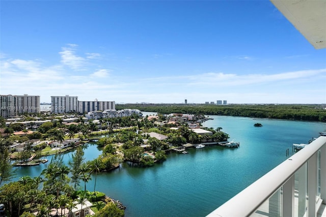 property view of water featuring a city view