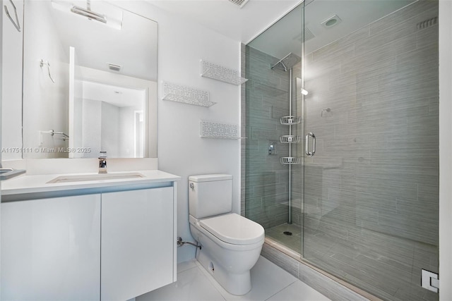 300 Sunny Isles Blvd Unit 4-1208, Sunny Isles Beach, FL 33160 - bathroom with vanity, a stall shower, and tile patterned flooring