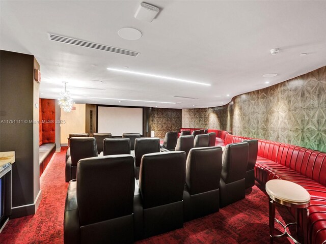 300 Sunny Isles Blvd Unit 4-1208, Sunny Isles Beach, FL 33160 - cinema room with wallpapered walls and carpet floors