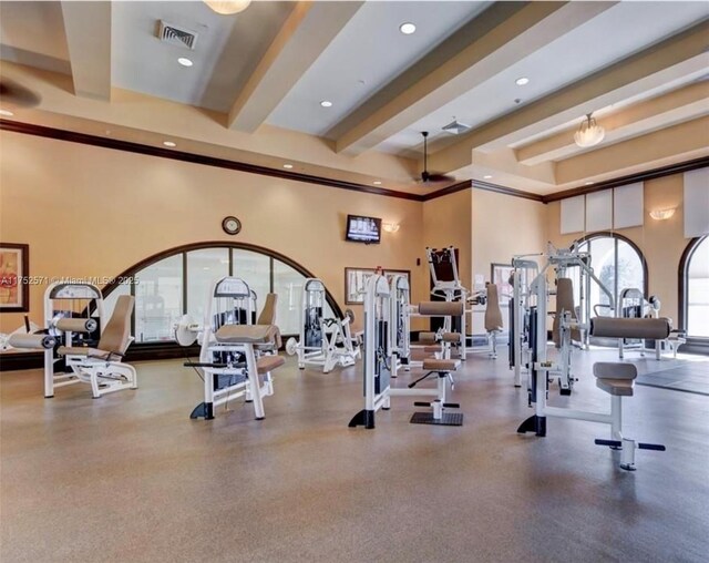 2910 NW 124th Way Unit 2910, Sunrise, FL 33323 - gym with recessed lighting and crown molding