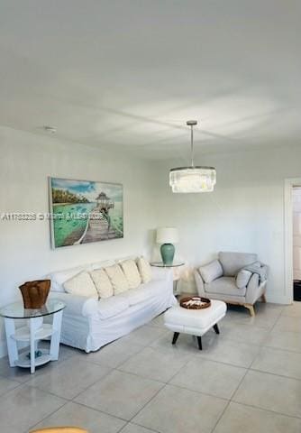 living room with light tile patterned floors