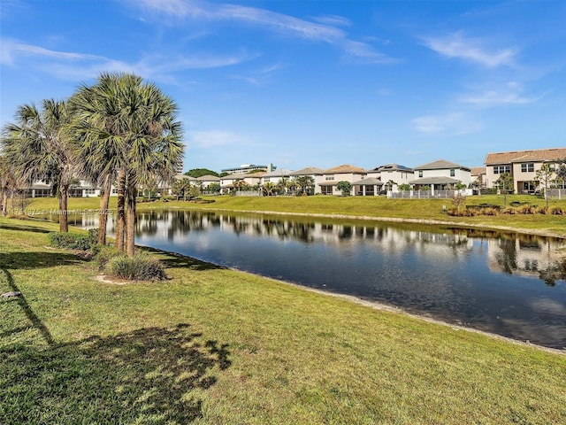 view of water feature with a residential view