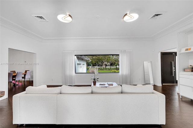 1915 S Miami Ave, Miami, FL 33129 - living room featuring ornamental molding, baseboards, and dark wood finished floors