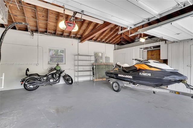 garage with a garage door opener