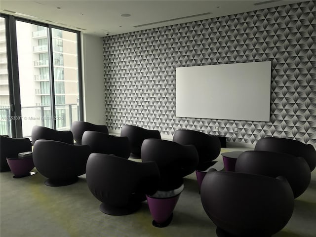 view of carpeted home theater room