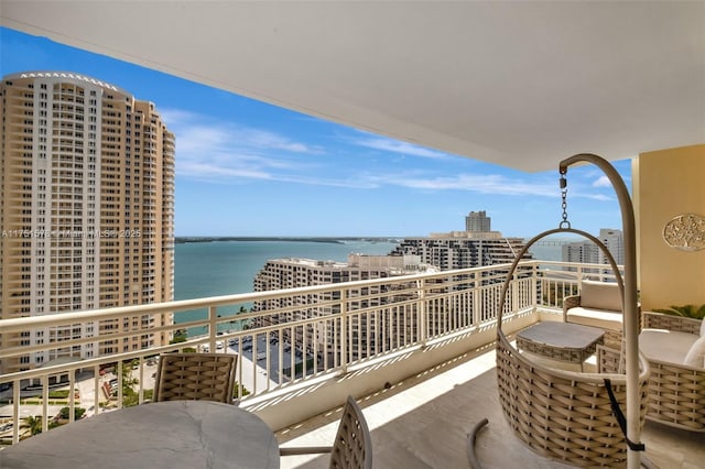 balcony with a water view