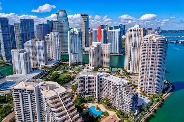 property's view of city with a water view