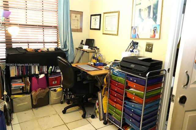 view of tiled home office