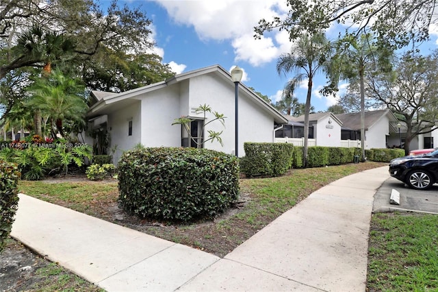 view of home's exterior featuring stucco siding