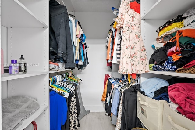 walk in closet featuring wood finished floors