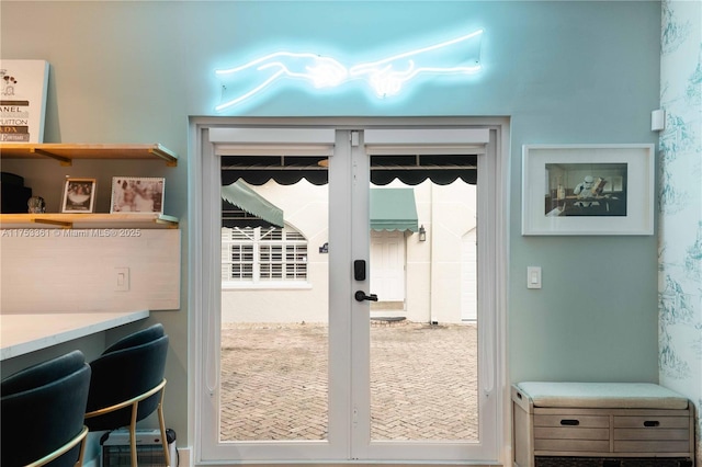 doorway to outside featuring french doors