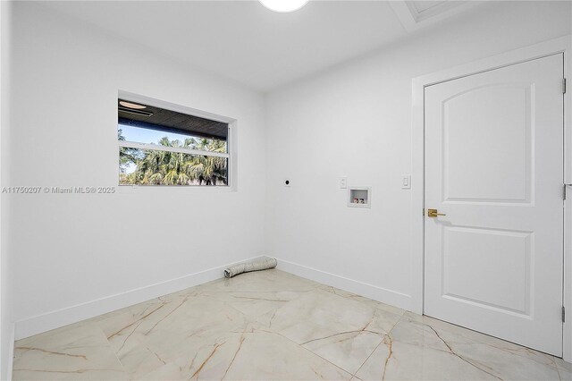 laundry room with baseboards, laundry area, washer hookup, and hookup for an electric dryer