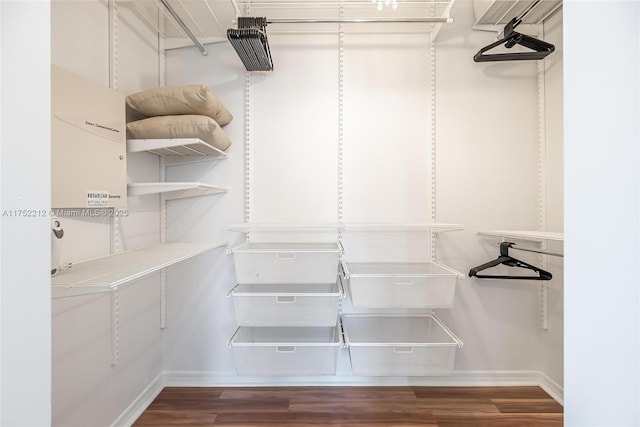 spacious closet with wood finished floors