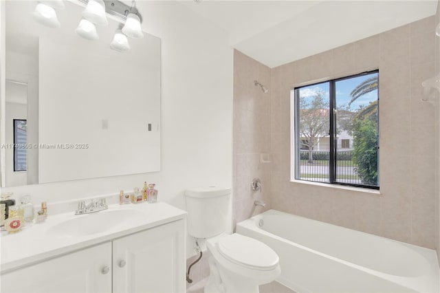 full bathroom featuring vanity, toilet, and bathing tub / shower combination