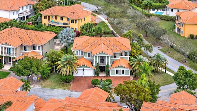 aerial view with a residential view