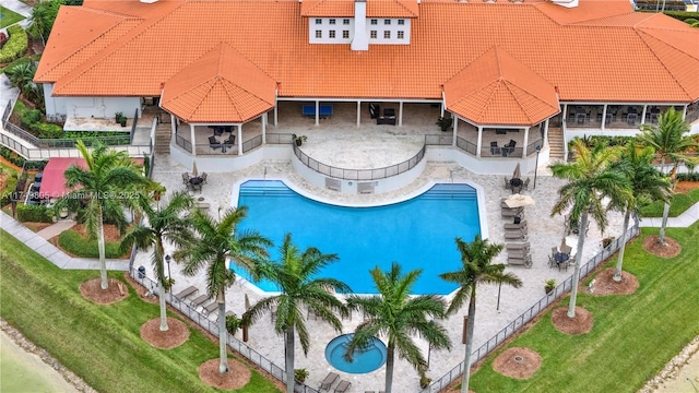 view of pool featuring a patio and a gazebo