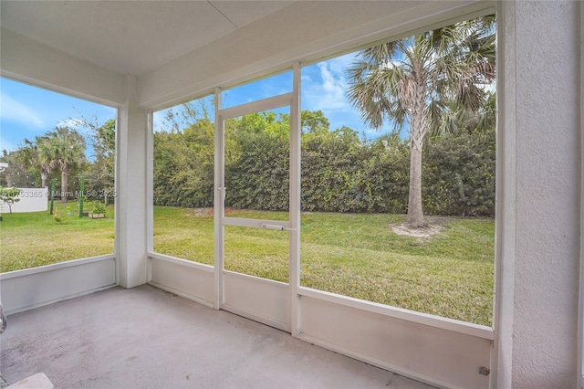 view of unfurnished sunroom