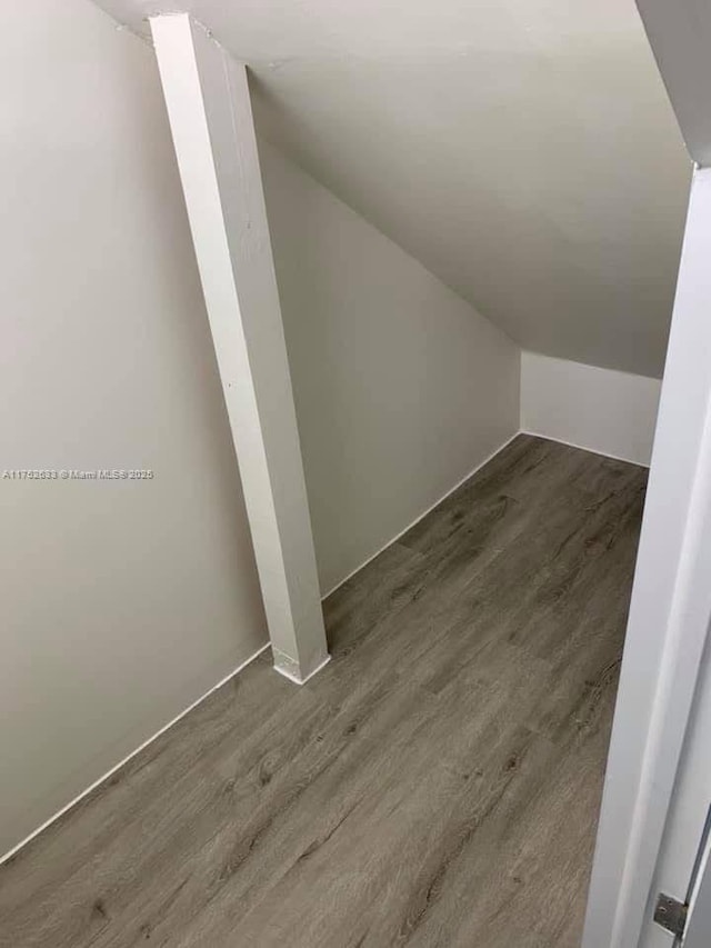 additional living space with lofted ceiling and wood finished floors