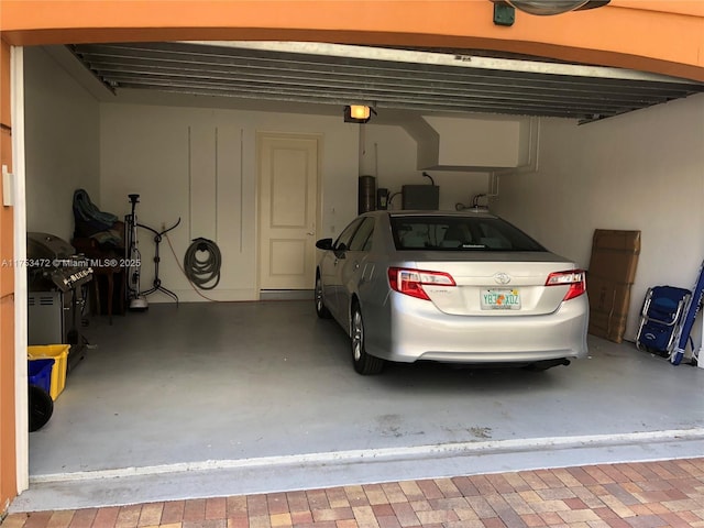 garage with a garage door opener