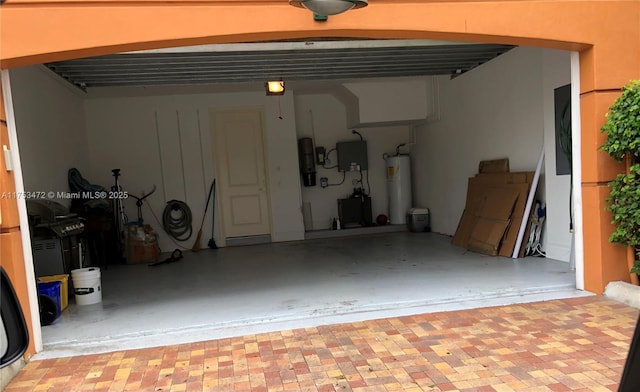 garage with electric water heater