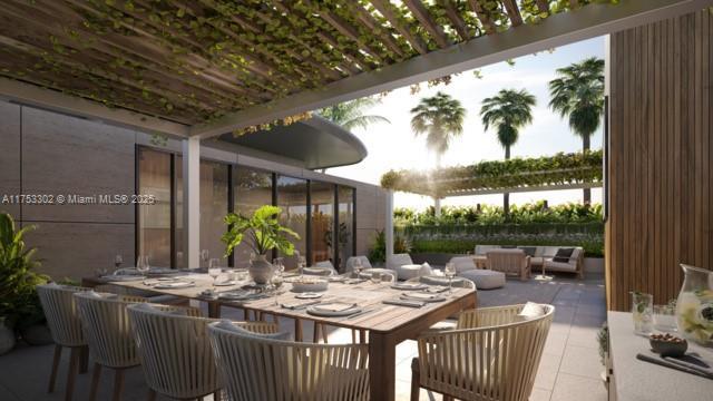 9110 W Bay Harbor Dr Unit 6, Bay Harbor Islands, FL 33154 - view of patio / terrace featuring outdoor dining area and a pergola