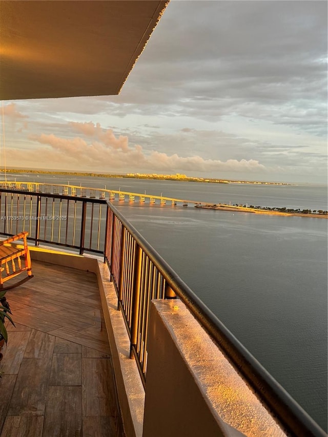 balcony with a water view