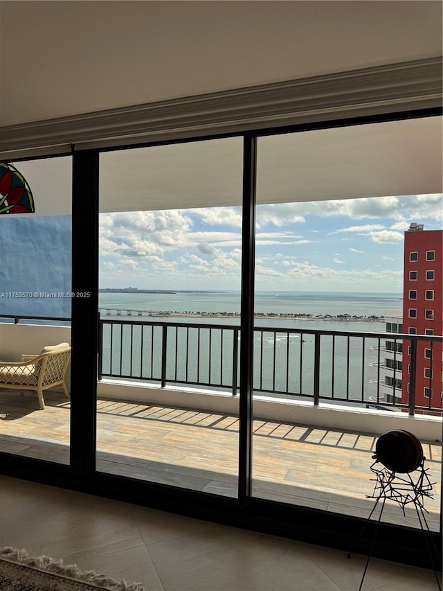 balcony with a water view