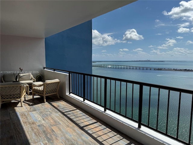 balcony with a water view