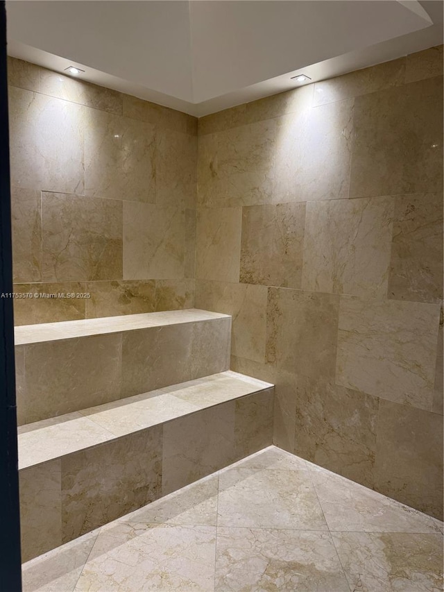 bathroom with recessed lighting