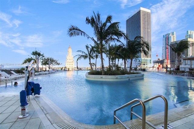 601 NE 1st Ave Unit 1706, Miami, FL 33132 - view of swimming pool with a water view and a city view