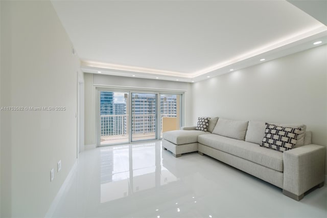 living room featuring recessed lighting