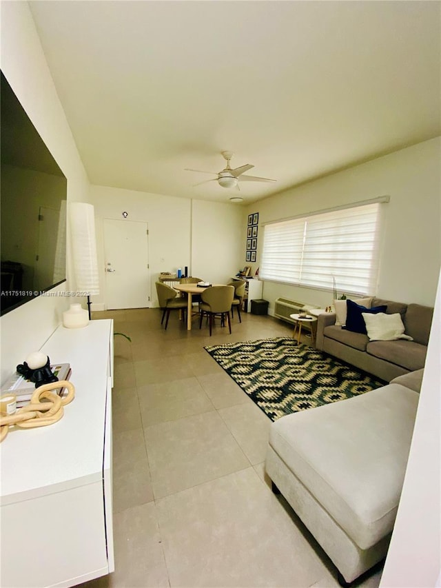 200 Azure Way, Miami Springs, FL 33166 - living room with light tile patterned floors and a ceiling fan