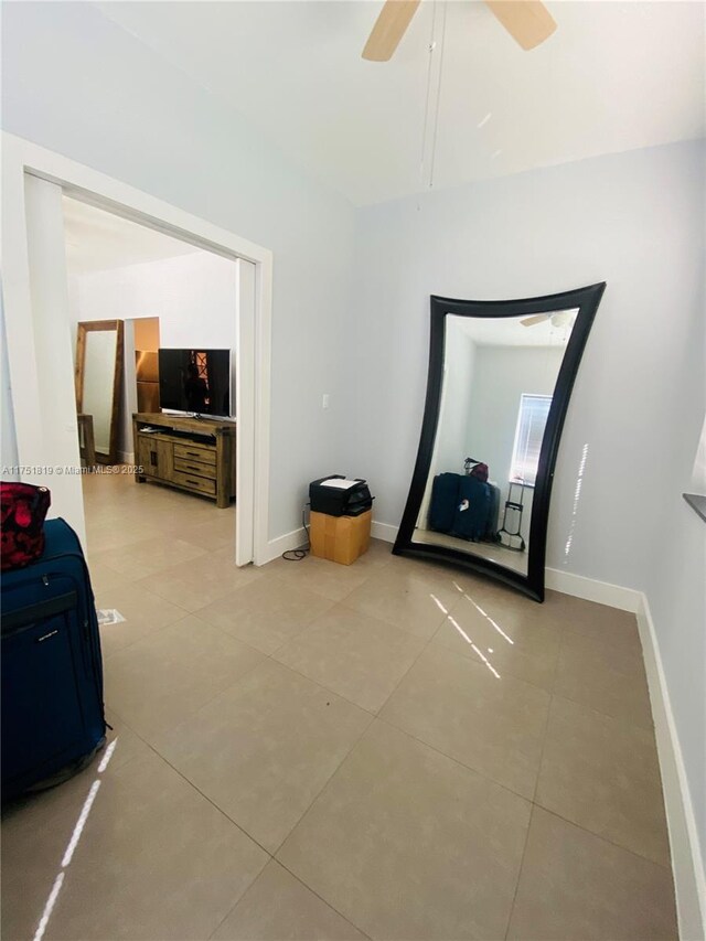 200 Azure Way, Miami Springs, FL 33166 - interior space with a ceiling fan, baseboards, and light tile patterned floors