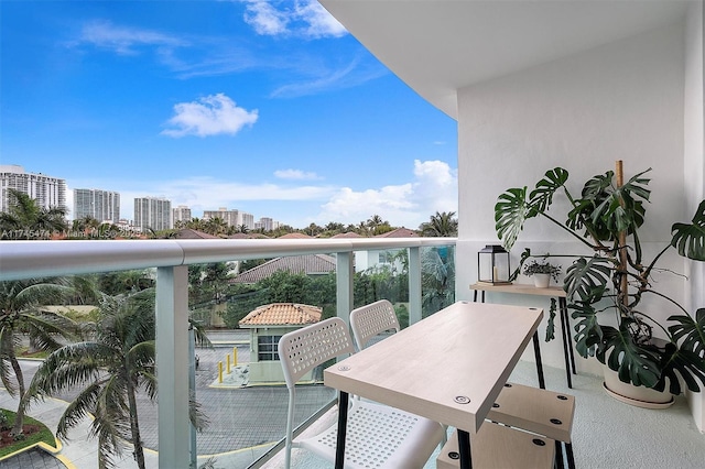 balcony with a view of city