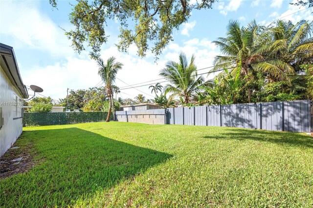 view of yard with a fenced backyard