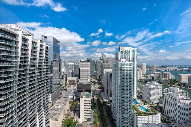 view of city with a water view