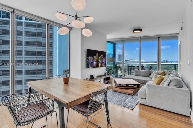 interior space featuring expansive windows and light wood finished floors