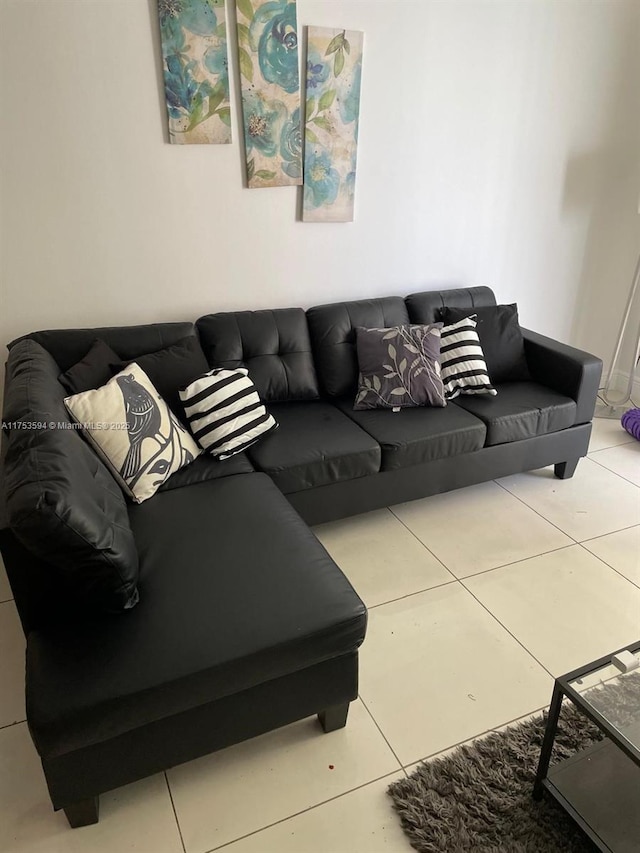 view of tiled living area